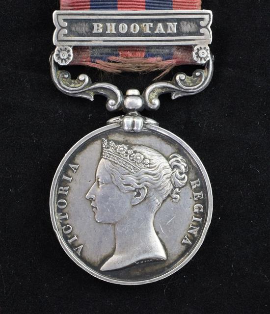 An Indian General Service Medal to Lieut J.H.Baldwyn 19th N.I. with Bhootan clasp